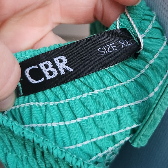 CBR Green Maxi Dress NWT Smocked Halter Asymmetric Hemline Flowy - Picture 13 of 15